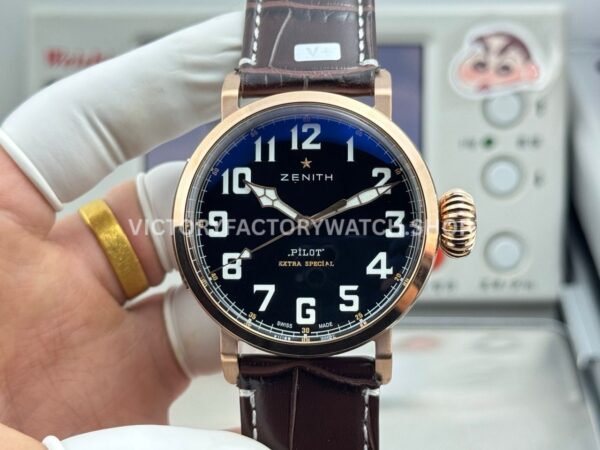 BR Factory Zenith Pilot Type 20 Extra Special 29.2430.67921.C753 45mm Bronze Leather Strap Black Dial (7) BR Factory Zenith Pilot Type 20 Extra Special 29.2430.67921.C753 45mm Bronze Leather Strap Black Dial