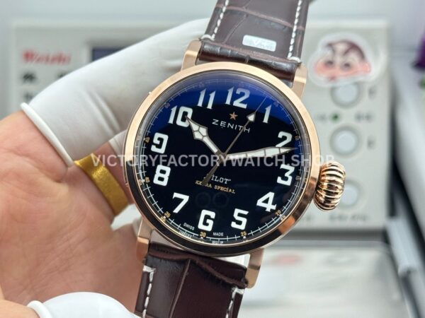 BR Factory Zenith Pilot Type 20 Extra Special 29.2430.67921.C753 45mm Bronze Leather Strap Black Dial (8) BR Factory Zenith Pilot Type 20 Extra Special 29.2430.67921.C753 45mm Bronze Leather Strap Black Dial