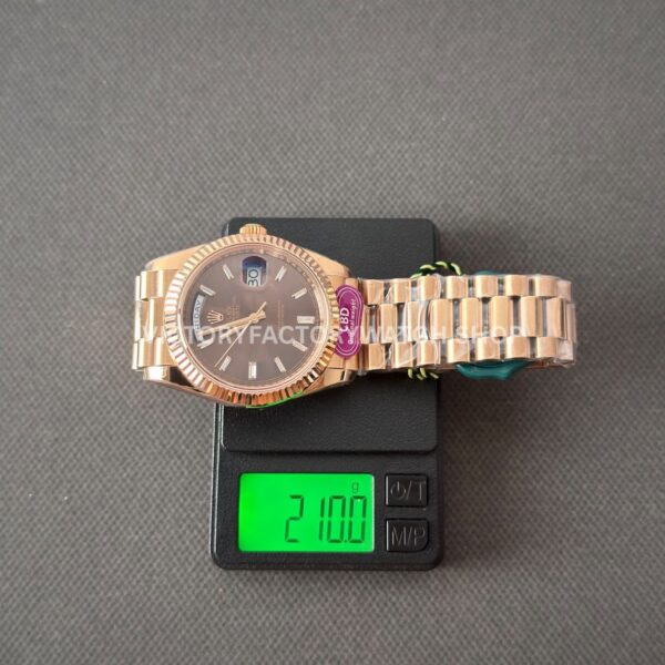CBD Factory Counterweight Rolex Day-Date 228235-0003 40mm Full Rose Gold Chocolate Baguette Dial (2) CBD Factory Counterweight Rolex Day-Date 228235-0003 40mm Full Rose Gold Chocolate Baguette Dial