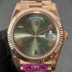 CBD Factory Counterweight Rolex Day-Date 228235-0025 40mm Full Rose Gold Olive Green Roman Dial