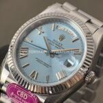 CBD Factory Counterweight Rolex Day-Date 228236-0012 40mm Full Platinum Roman Numerals Ice Blue Dial