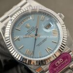 CBD Factory Counterweight Rolex Day-Date 228236-0012 40mm Full Platinum Roman Numerals Ice Blue Dial