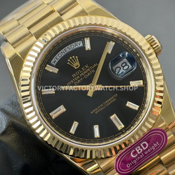 CBD Factory Counterweight Rolex Day-Date 228238-0004 40mm Full Yellow Gold Black Baguette Dial (6) CBD Factory Counterweight Rolex Day-Date 228238-0004 40mm Full Yellow Gold Black Baguette Dial
