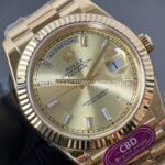 CBD Factory Counterweight Rolex Day-Date 228238-0005 40mm Full Yellow Gold Champagne Baguette Dial
