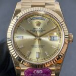 CBD Factory Counterweight Rolex Day-Date 228238-0005 40mm Full Yellow Gold Champagne Baguette Dial