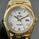 CBD Factory Counterweight Rolex Day-Date 228238-0042 40mm Full Yellow Gold Roman Numerals White Dial