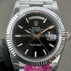 CBD Factory Counterweight Rolex Day-Date 228239-0004 40mm Full White Gold Black Dial