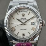 CBD Factory Counterweight Rolex Day-Date 228239-0046 40mm Full White Gold Roman Numerals White Dial