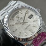 CBD Factory Counterweight Rolex Day-Date 228239-0055 40mm Full White Gold Meteorite Baguette Dial