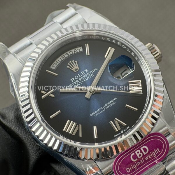 CBD Factory Counterweight Rolex Day-Date 228239-0076 40mm Full White Gold Roman Numerals Blue Dial (7) CBD Factory Counterweight Rolex Day-Date 228239-0076 40mm Full White Gold Roman Numerals Blue Dial