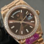 CBD Factory Counterweight Rolex Day-Date 228345RBR-0006 40mm Full Rose Gold Diamond Bezel Brown Baguette Dial (6) CBD Factory Counterweight Rolex Day-Date 228345RBR-0006 40mm Full Rose Gold Diamond Bezel Brown Baguette Dial