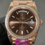 CBD Factory Counterweight Rolex Day-Date 228345RBR-0006 40mm Full Rose Gold Diamond Bezel Brown Baguette Dial (7) CBD Factory Counterweight Rolex Day-Date 228345RBR-0006 40mm Full Rose Gold Diamond Bezel Brown Baguette Dial