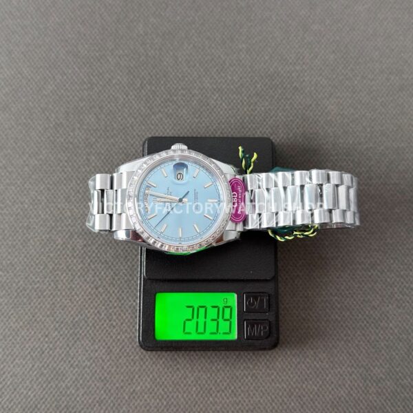 CBD Factory Counterweight Rolex Day-Date 228396TBR-0002 40mm Full Platinum Diamond Bezel Ice Blue Dial (1) CBD Factory Counterweight Rolex Day-Date 228396TBR-0002 40mm Full Platinum Diamond Bezel Ice Blue Dial