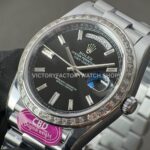 CBD Factory Counterweight Rolex Day-Date 228396TBR-0012 40mm Full Platinum Diamond Bezel Black Baguette Dial (5) CBD Factory Counterweight Rolex Day-Date 228396TBR-0012 40mm Full Platinum Diamond Bezel Black Baguette Dial