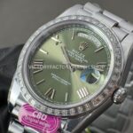 CBD Factory Counterweight Rolex Day-Date 228396TBR-0020 40mm Full Platinum Diamond Bezel Roman Numerals Olive Green Dial (4) CBD Factory Counterweight Rolex Day-Date 228396TBR-0020 40mm Full Platinum Diamond Bezel Roman Numerals Olive Green Dial