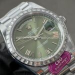 CBD Factory Counterweight Rolex Day-Date 228396TBR-0020 40mm Full Platinum Diamond Bezel Roman Numerals Olive Green Dial (5) CBD Factory Counterweight Rolex Day-Date 228396TBR-0020 40mm Full Platinum Diamond Bezel Roman Numerals Olive Green Dial