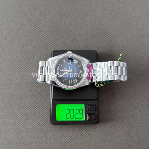 CBD Factory Counterweight Rolex Day-Date 228396TBR-0026 40mm Full Platinum Diamond Bezel Roman Numerals Blue Dial (1) CBD Factory Counterweight Rolex Day-Date 228396TBR-0026 40mm Full Platinum Diamond Bezel Roman Numerals Blue Dial