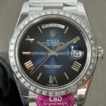CBD Factory Counterweight Rolex Day-Date 228396TBR-0026 40mm Full Platinum Diamond Bezel Roman Numerals Blue Dial (7) CBD Factory Counterweight Rolex Day-Date 228396TBR-0026 40mm Full Platinum Diamond Bezel Roman Numerals Blue Dial