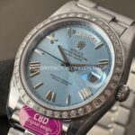 CBD Factory Counterweight Rolex Day-Date 228396TBR-0030 40mm Full Platinum Diamond Bezel Roman Numerals Ice Blue Dial (6) CBD Factory Counterweight Rolex Day-Date 228396TBR-0030 40mm Full Platinum Diamond Bezel Roman Numerals Ice Blue Dial