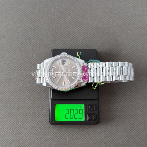 CBD Factory Counterweight Rolex Day-Date 228396TBR-0031 40mm Full Platinum Diamond Bezel Grey Dial