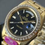 CBD Factory Counterweight Rolex Day-Date 228398TBR-0001 40mm Full Yellow Gold Diamond Bezel Roman Numerals Black Dial