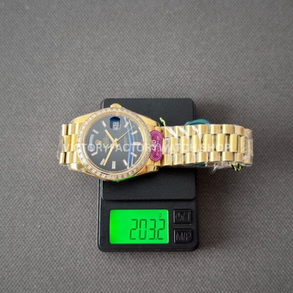 CBD Factory Counterweight Rolex Day-Date 228398TBR-0038 40mm Full Yellow Gold Diamond Bezel Onyx Dial