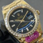CBD Factory Counterweight Rolex Day-Date 228398TBR-0038 40mm Full Yellow Gold Diamond Bezel Onyx Dial