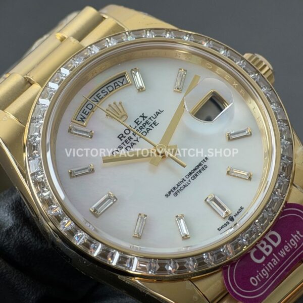 CBD Factory Counterweight Rolex Day-Date 228398TBR-0043 40mm Full Yellow Gold Diamond Bezel Mother of pearl Dial