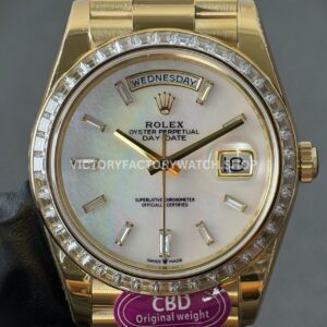 CBD Factory Counterweight Rolex Day-Date 228398TBR-0043 40mm Full Yellow Gold Diamond Bezel Mother of pearl Dial