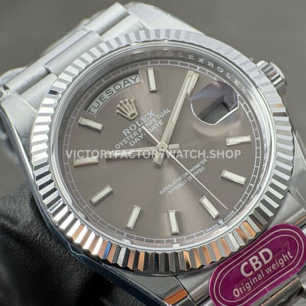CBD Factory Counterweight Rolex Day-Date 228239-0060 40mm Full White Gold Grey Dial