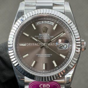 CBD Factory Counterweight Rolex Day-Date 228239-0060 40mm Full White Gold Grey Dial