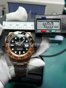 Clean Factory Rolex GMT-Master II 126715CHNR measured case diameter 40mm
