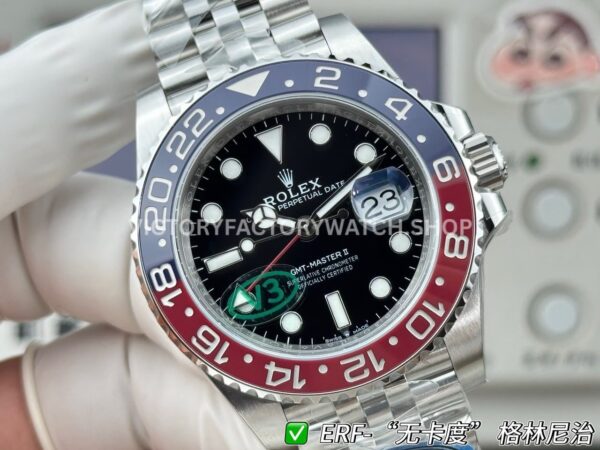 ER Factory Rolex GMT-Master II 126710BLRO-0001 40mm Full Steel Pepsi Ceramic Bezel Black Dial Jubilee (4) ER Factory Rolex GMT-Master II 126710BLRO-0001 40mm Full Steel Pepsi Ceramic Bezel Black Dial Jubilee