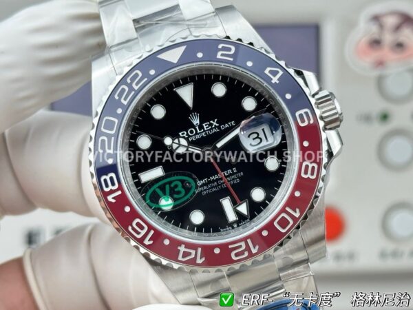 ER Factory Rolex GMT-Master II 126710BLRO-0002 40mm Full Steel Pepsi Ceramic Black Bezel Dial (5) ER Factory Rolex GMT-Master II 126710BLRO-0002 40mm Full Steel Pepsi Ceramic Bezel Black Dial