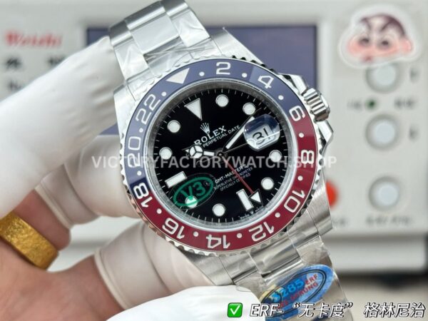 ER Factory Rolex GMT-Master II 126710BLRO-0002 40mm Full Steel Pepsi Ceramic Black Bezel Dial (7) ER Factory Rolex GMT-Master II 126710BLRO-0002 40mm Full Steel Pepsi Ceramic Bezel Black Dial