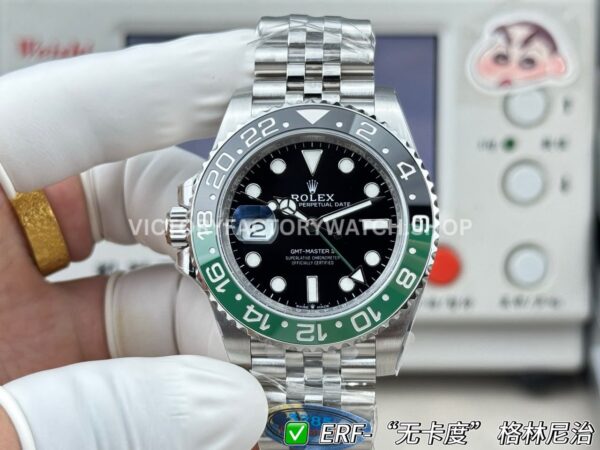 ER Factory Rolex GMT-Master II 126720VTNR-0002 40mm Full Steel Sprite Ceramic Bezel Black Dial Jubilee (7) ER Factory Rolex GMT-Master II 126720VTNR-0002 40mm Full Steel Sprite Ceramic Bezel Black Dial Jubilee