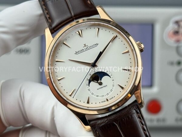 GF Factory Jaeger-LeCoultre Master Ultra Thin Moon 1252520 39mm Rose gold Leather Strap Silver Dial (1) GF Factory Jaeger-LeCoultre Master Ultra Thin Moon 1252520 39mm Rose Gold Leather Strap Silver Dial