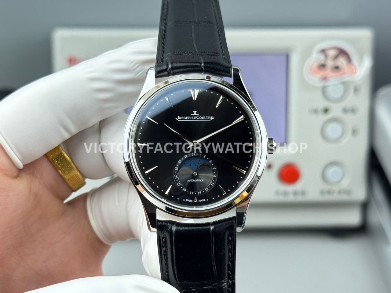 GF Factory Jaeger-LeCoultre Master Ultra Thin Moon Q1368470 39mm Steel Leather Strap Black Dial (9)