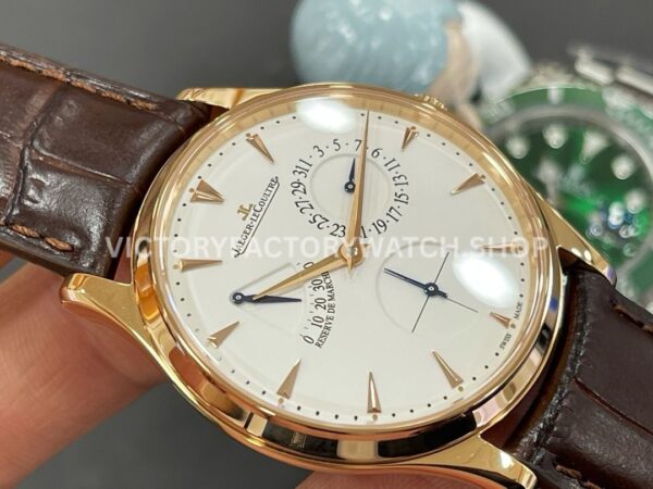 GF Factory Jaeger-LeCoultre Master Ultra Thin Réserve de Marche Q1372520 39mm Rose G (8) GF Factory Jaeger-LeCoultre Master Ultra Thin Réserve de Marche Q1372520 39mm Rose Gold Leather Strap Silver Dial