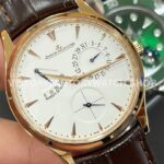 GF Factory Jaeger-LeCoultre Master Ultra Thin Réserve de Marche Q1372520 39mm Rose G (9) GF Factory Jaeger-LeCoultre Master Ultra Thin Réserve de Marche Q1372520 39mm Rose Gold Leather Strap Silver Dial