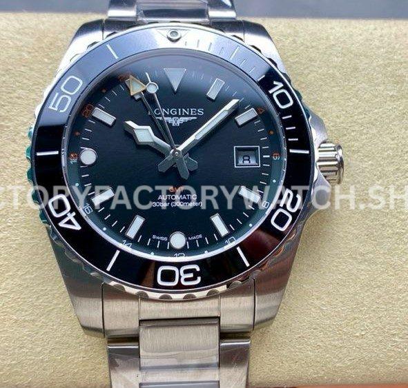 GR Factory Longines HydroConquest GMT L3.790.4.56.6 41mm Full Steel Black Dial (6) GR Longines HydroConquest GMT L3.790.4.56.6 41mm black dial steel bracelet