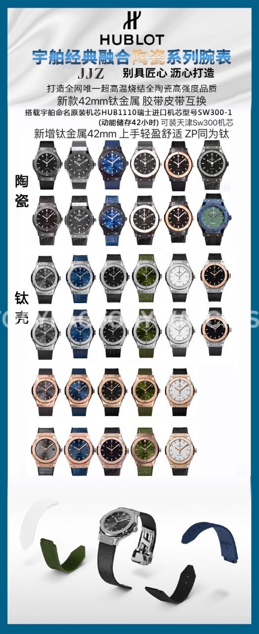 JJZ Factory Hublot Classic Fusion 542.CM.7170.LR 42mm Ceramic Rubber Strap Blue Dial