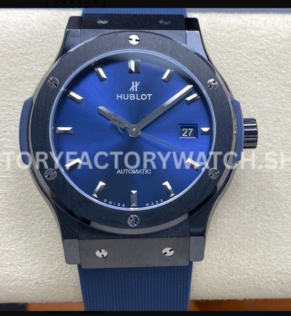 JJZ Factory Hublot Classic Fusion 542.CM.7170.LR 42mm Ceramic Rubber Strap Blue Dial
