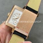 MG Factory Jaeger-LeCoultre Reverso Double-Sided Dual Time Zone Q396245J 29mm Rose Gol (3) MG Factory Jaeger-LeCoultre Reverso Double-Sided Dual Time Zone Q396245J 29mm Rose Gold Leather Strap Grey Dial