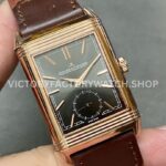 MG Factory Jaeger-LeCoultre Reverso Double-Sided Dual Time Zone Q396245J 29mm Rose Gol (5) MG Factory Jaeger-LeCoultre Reverso Double-Sided Dual Time Zone Q396245J 29mm Rose Gold Leather Strap Grey Dial