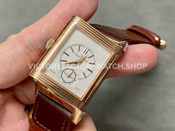 MG Factory Jaeger-LeCoultre Reverso Double-Sided Dual Time Zone Q396245J 29mm Rose Gol MG Factory Jaeger-LeCoultre Reverso Double-Sided Dual Time Zone Q396245J 29mm Rose Gold Leather Strap Grey Dial