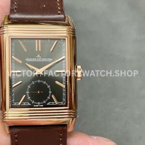 MG Factory Jaeger-LeCoultre Reverso Double-Sided Dual Time Zone Q396245J 29mm Rose Gol (7) MG Factory Jaeger-LeCoultre Reverso Double-Sided Dual Time Zone Q396245J 29mm Rose Gold Leather Strap Grey Dial