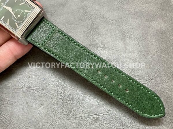 MG Factory Jaeger-LeCoultre Reverso Double-Sided Dual Time Zone Q397843J 29mm Steel Leath (3) MG Factory Jaeger-LeCoultre Reverso Double-Sided Dual Time Zone Q397843J 29mm Steel Leather Strap Green Dial