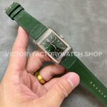 MG Factory Jaeger-LeCoultre Reverso Double-Sided Dual Time Zone Q397843J 29mm Steel Leath (4) MG Factory Jaeger-LeCoultre Reverso Double-Sided Dual Time Zone Q397843J 29mm Steel Leather Strap Green Dial