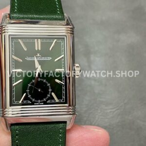 MG Factory Jaeger-LeCoultre Reverso Double-Sided Dual Time Zone Q397843J 29mm Steel Leath (6) MG Factory Jaeger-LeCoultre Reverso Double-Sided Dual Time Zone Q397843J 29mm Steel Leather Strap Green Dial